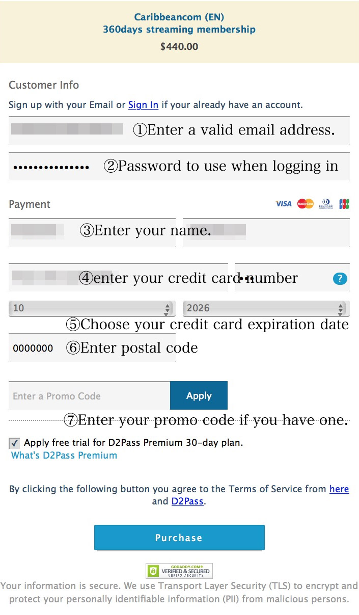 Registration page